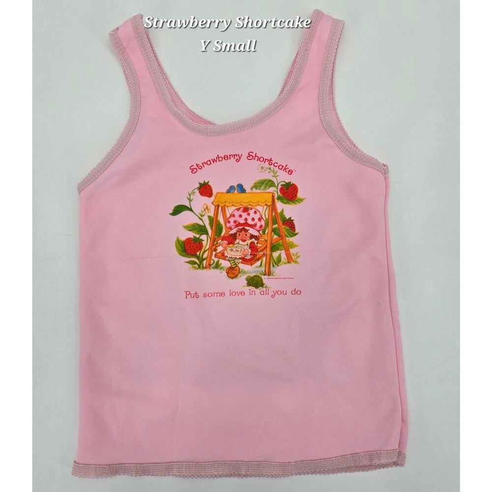 Vintage Strawberry Shortcake Pink‎ Tank Top Y2K Graphic Tee